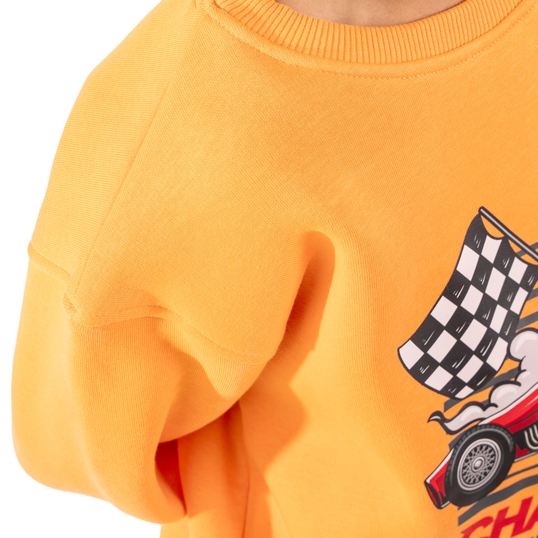 Orange Sweatshirt with "Champion race car" Print 💪🏎