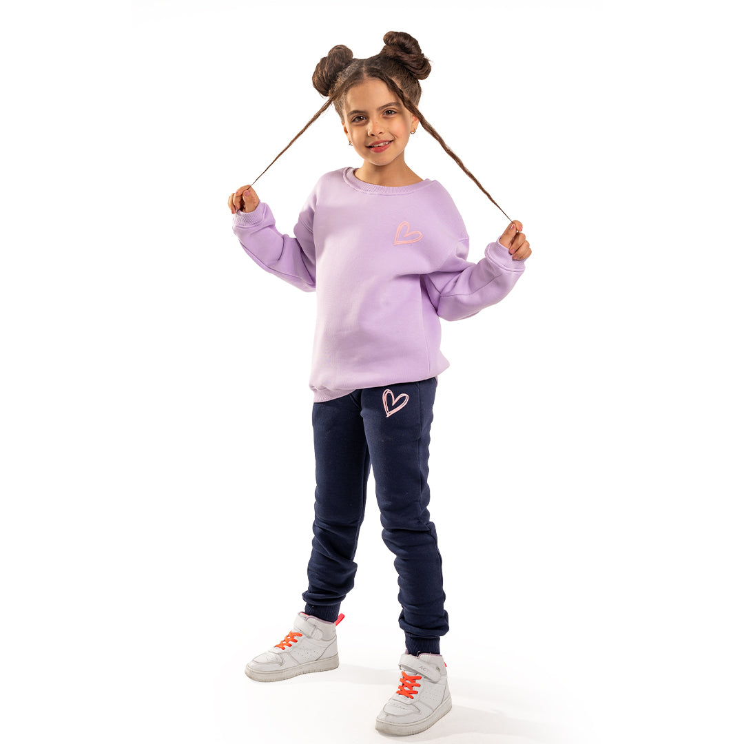 Purple Sweatshirt with “Pink heart ” Print 💜💗