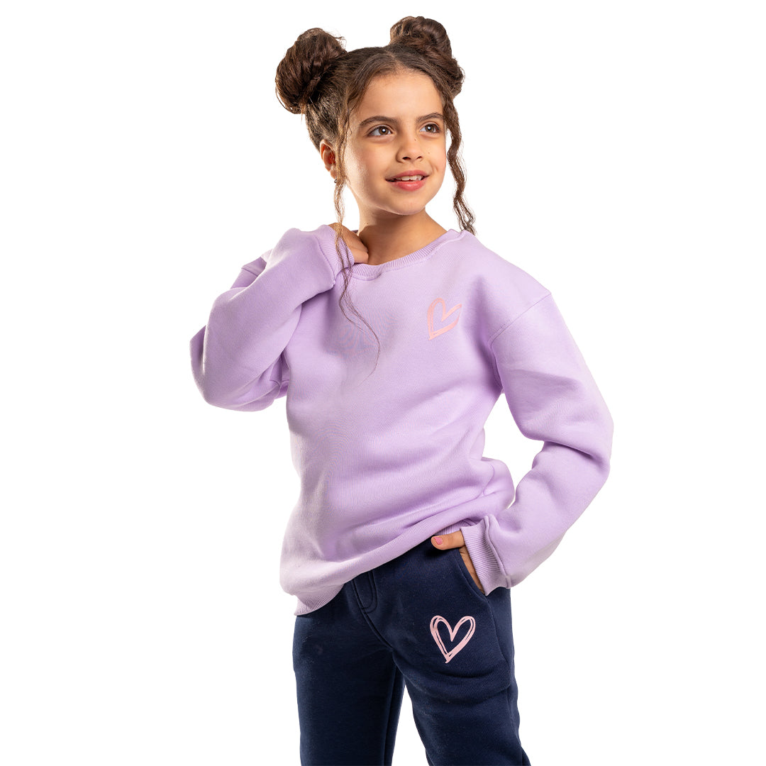 Purple Sweatshirt with “Pink heart ” Print 💜💗